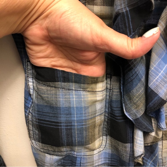 FREE PEOPLE Size 2 Plaid 1 Button Lightweight Weight Cotton Ruffled Blazer - Picture 4 of 11